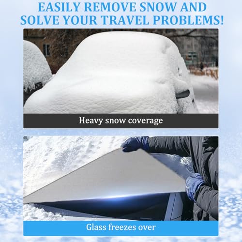 Image of HAMTRED Windshield Cover for Ice and Snow,Half Car Cover with Reflective Straps Protector Car Cover Sunroof Cover for Dustproof Sunproof UV Resistant, Protects Front Rear Window Cover(SUV)