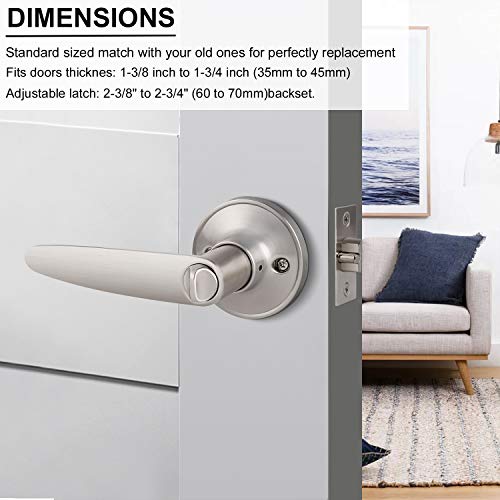 Knobonly Universal Straight Door Lock Levers, Satin Nickel Finish Entry Door Handle Set Keyed Alike Door Lockset, Right/Left Handed, Combo Pack Of 2 #TOP4