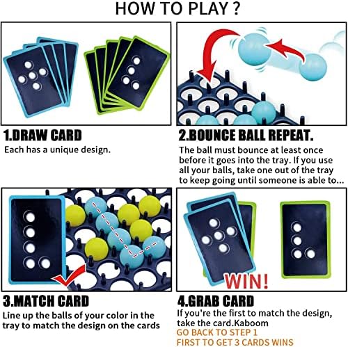 Sank Bluesunset Bounce-Off Party Game Family Bouncing Balls Board Games activate table Toys With 16 Balls,9 Challenge Cards for Party,2-4 Palyers Game