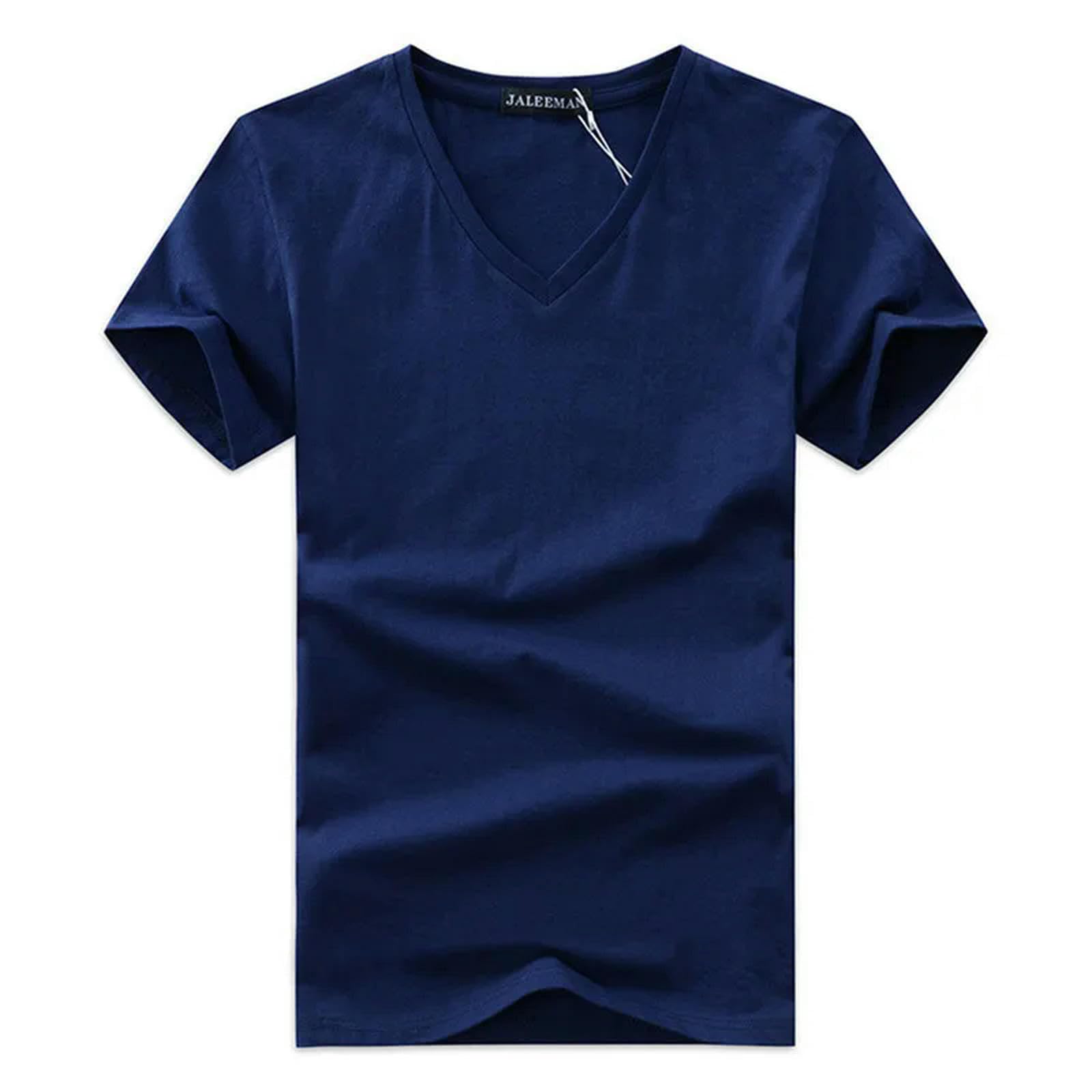 TEidea Męskie T-shirty T Shirt Męskie Topy Dekolt W Serek Krótki Rękaw Slim Fit Casual Plus Size Camisetas, N, XXL