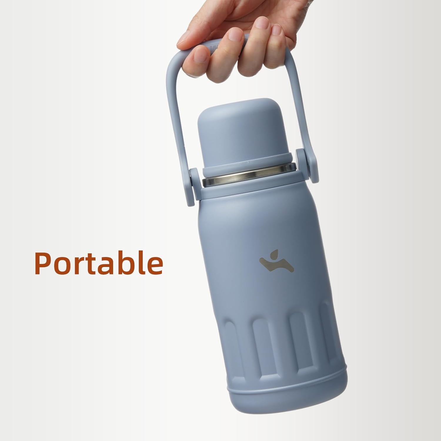 Insulated Water Bottle with Handle and Strap,Vacuum Travel Tumbler with Cup Lid,Thermo Coffee Cup for Hot Cold Drinks 27 OZ,Blue Haze - Image 6