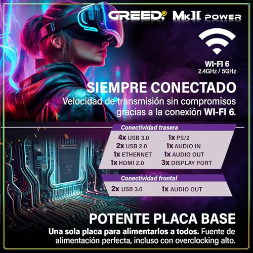 GREED® Mk2 Power - 4K High End Gaming PC Raytracing - AMD Ryzen 7 5700X + Nvidia Geforce RTX 5060Ti 16GB - 4,6 GHz Ultra-rápido RGB + Ordenador de sobremesa - 32 GB DDR4 RAM - 1TB SSD - WLAN + W11 Pro - imagen 6