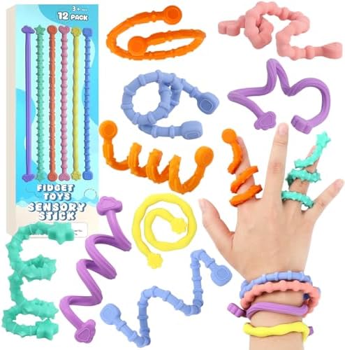 Pack de 12 Juguetes sensoriales texturizados Palos de Silicona pa...