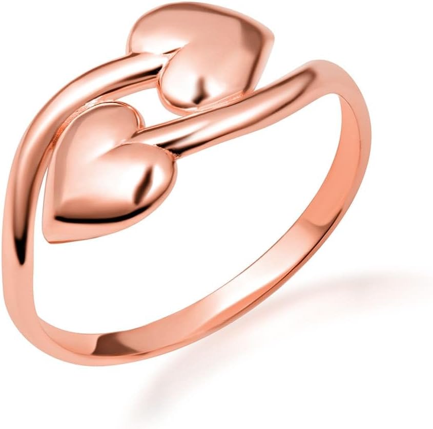 Claddagh Gold 10K &14K Gold Double Heart Love Band Ring Available In Yellow/Rose/White Gold with Multiple Ring Size