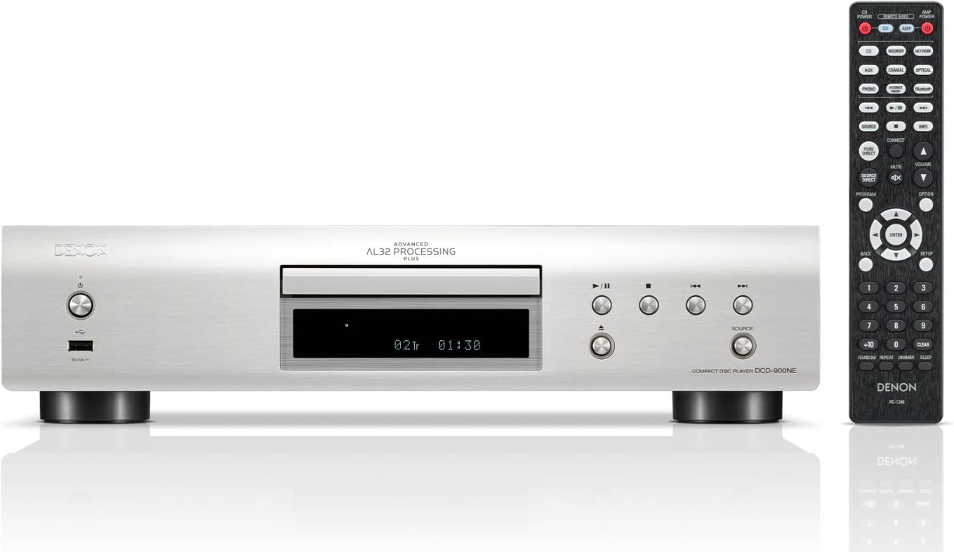 DENON DCD-900NE - Reproductor de CD Hi-Fi (soporta CD, CD-R/RW, MP3, WMA y USB), Color Negro