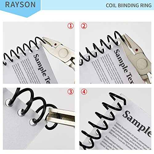 Rayson 15.9mm Plastic Spiral Coil Binding 3:1 Pitch, 5/8inch, 140 Sheets Capacity Black Coil Binding Spines - Versatile for Office and Educational Tasks, Pack of 100 by Rayson - Image 5
