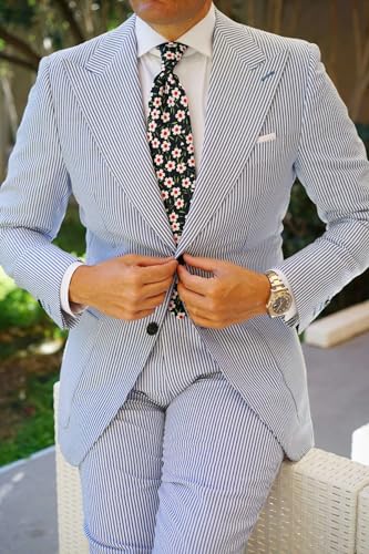 Image of OTAA Floral Necktie Casual Ties for Men - Perfect Neck Tie for Groomsmen Wedding Ties or Formal Occasions