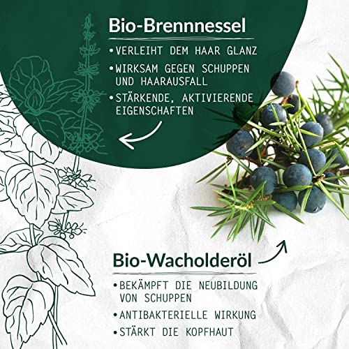 Foto von LOGONA Naturkosmetik Anti-Schuppen Shampoo für natürlich gesundes Haar, Geeignet für schuppige Kopfhaut, Haarshampoo mit veganer Formel aus Bio Wacholderöl, 1 x 250 ml