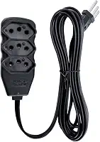 Extensao Eletrica Tripolar 3Mts 3 Entradas Preta, Force Line, 0180200253