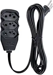 Extensao Eletrica Tripolar 3Mts 3 Entradas Preta, Force Line, 0180200253