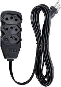 Extensao Eletrica Tripolar 3Mts 3 Entradas Preta, Force Line, 0180200253
