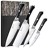 PAUDIN Kitchen Knife Set, 4 Pieces Chef Knife Set, High Carbon Stainless Steel Knife Set, Ultra-Sharp Knives Set for Kitchen with Ergonomic Wooden Handle, Gifts for Men and Women