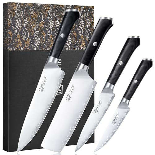 PAUDIN Kitchen Knife Set, 4 Pieces Chef Knife Set, High Carbon Stainless Steel Knife Set,...