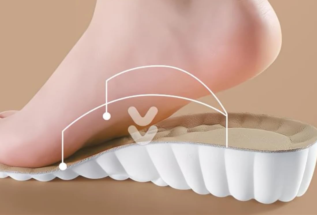 Height Increase Insoles for Men and Women,Cowskin Cloud Technology Insole, Super Soft Comfort Leather Insoles U-Shape Memory Foam Insoles (Beige Height : 1.37In, Men: US 8-12) - Image 2