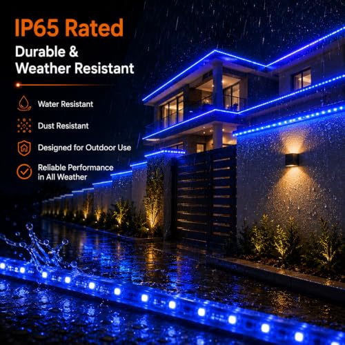 Image of Halonix 50 Meter LED 120 Led /MTR Rope Light for Home Decoration | IP65 Certified, BIS Approved | Indoor and Outdoor use | Direct Plug-in | 700 Lumens in Every Meter | Pack of 1 (Blue)
