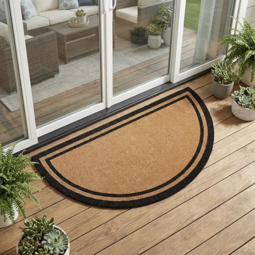 Kempf Half Round Black Border Coco Coir Door Mat, 24