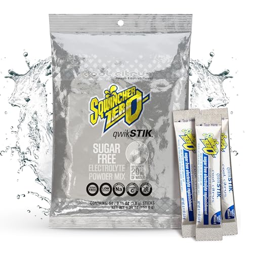 Image of Sqwincher Qwik Stik Zero Single Serve, 0.11 oz Packs, 20 oz Yield, Cool Citrus, 50 /Bag - 1 Each
