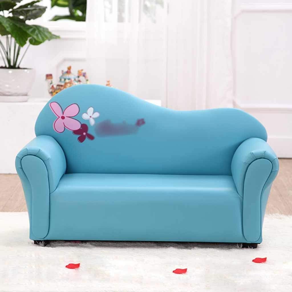 Couch Small Cute Cartoon Print Double Sofa Chair Boy and Girl Princess Bedroom Eco-Friendly Leather Art Armchairs No Assembly Required (Color : Red Size : 503783cm) (Light Blue 50*37*83cm)