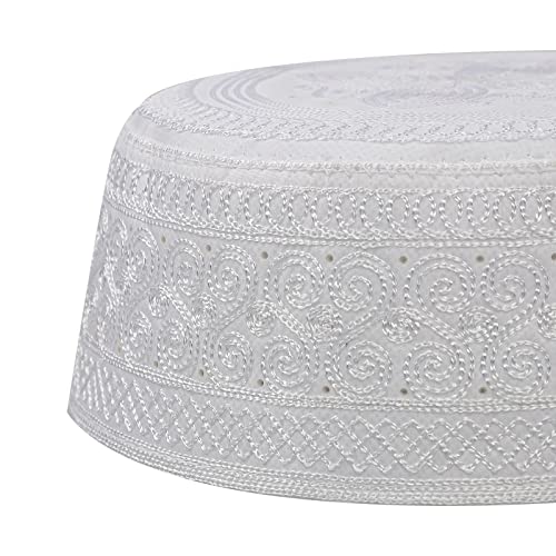 Image of Men Muslim Prayer Kufi Hat Prayer Headwear Cap Islamic Beanie Skull Cap Embroidery Kofia Topi Sun Hat
