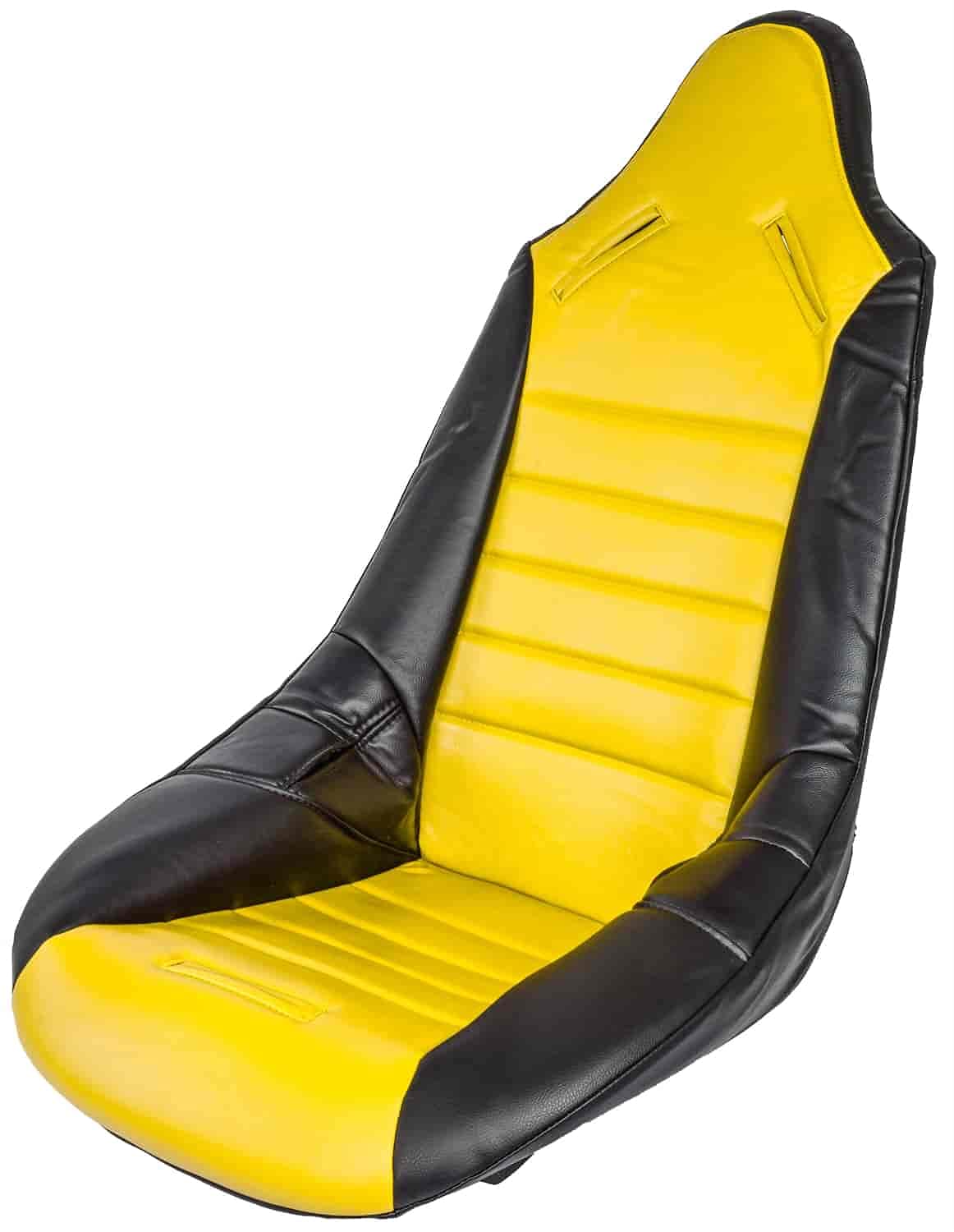 JEGS Pro High Back Vinyl Seat Cover | Yellow With Black Trim | Cover Only, Seat Available Separately | Male Snaps To Attach To Seat Available Separately |15.5 Inch Hip Width