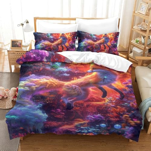 Microfibre respirante housse de couette 3 pièces renard 3D