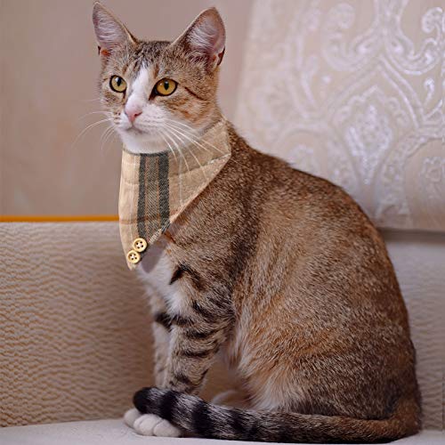 4 Pieces Bow Tie Cat Collar Bandana, Breakaway Pet Collar Bandana with Classic Plaid Adjustable Cat Collar with Scarf… - Image 4