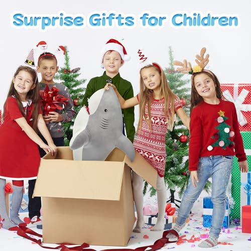 Image of MorisMos 39inch Giant Shark Stuffed Animal, Large Stuffed Shark Plush Toys Pillow Gift for Kids Girlfriend, Gray
