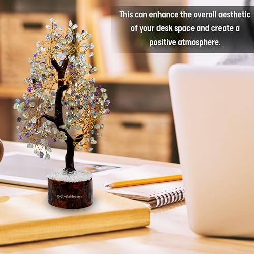 Image of Certified Fluorite Crystal Tree for Good Luck - Healing Crystals Money Tree for Wealth, Positive Energy at Home Office - Decorative Spiritual Gifts for Vastu, House Warming