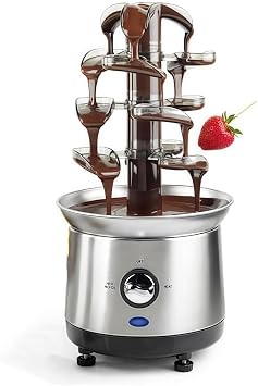 KCNN Tofountain Machine, DIY Chocolate Spray Tower Hot Pot, Electric Chocolate Fountain Electric Chocolate Fountain Fountain Machine 4 Layer Chocolate Fountain Melt Cheese Candy Home Dessert Candy
