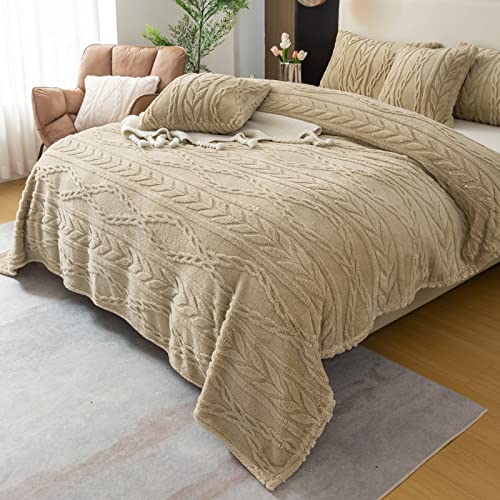 Yusoki Sherpa Fleece Throw Blanket(Without Pillows)-3D Stylish Design Super Soft Fuzzy Cozy Warm Blanket Thick Plush Fluffy Furry Blankets For Women Couch Bed Sofa Chair Men Boys Gift(Tan,50"X65") #TOP6