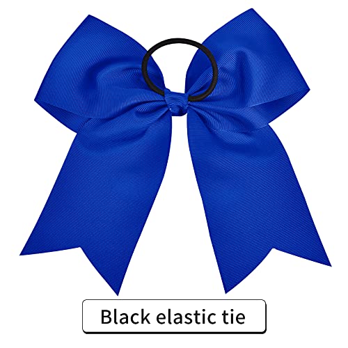 12Pcs 8" Large Cheer Bow Blue Ponytail Holder Elastic Band Hair Ties Hair Bow Accessories For Cheerleading Teen Girls High School College Softball Competition Sports #TOP4