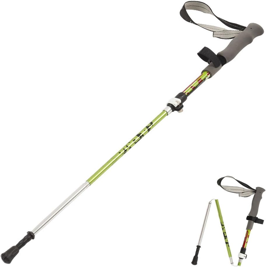 Carbon Collapsible Travel Hiking Walking Stick Trekking Pole with EVA Foam Handle(Green,1PC)