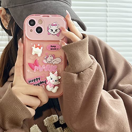 Ifilove For Iphone 14 Pro Max Marie Cat Case With Flip Mirror Stand, Girls Kids Women 3D Cute Cartoon Character Camera Kickstand Soft Protective Case Cover For Iphone 14 Pro Max (Pink) #TOP7