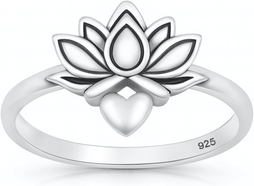 Lotus Promise Ring New .925 Sterling Silver Flower Fashion Band Sizes 4-10