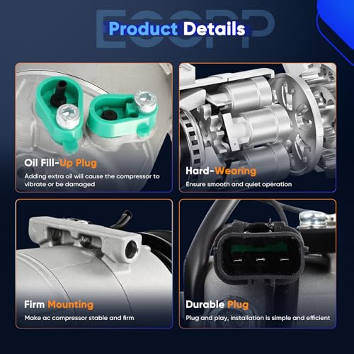 Image of ECCPP A /C Compressor with Clutch Fit for Hyundai Elantra 1.8L 2011-2013 | Fit for Hyundai Elantra Coupe 1.8L 2013 Fast Cooling AC Compressor