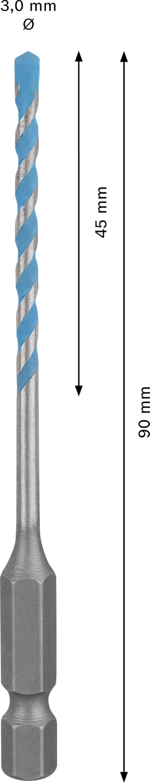 Bosch 1x Wiertło EXPERT HEX-9 Multi Construction (do Beton, Miękkie płytki ceramiczne, Ø 3,00 mm, Professional Akcesoria Wiertarki)