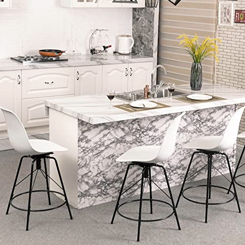 Andeworld Bar Stools Set Of 4 Swivel Bar Stool Counter Height Stools Barstools With Plastic Backs & Metal Base(Swivel 24 Inch, White) #TOP6