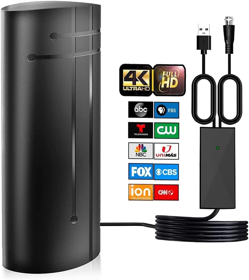 Phantom Powerful Amplified Digital HDTV Antenna,Indoor Outdoor Up to 420 Miles Range 360 °Reception Signal, TV Antenna for Smart TV with 10M Coax Cable - Support 4K 1080p…