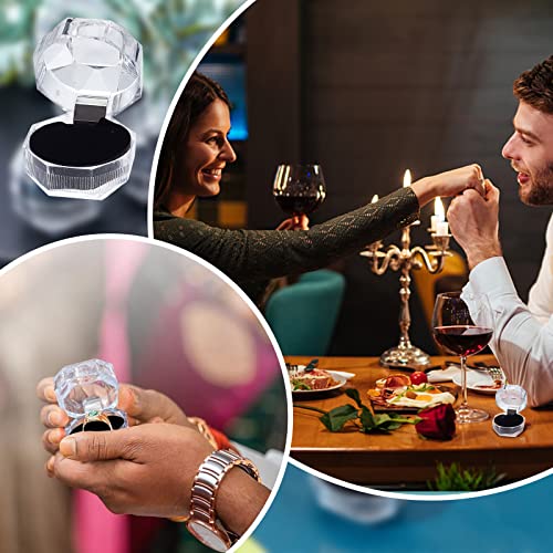 Chgcraft 40Pcs Black Clear Plastic Ring Boxes Crystal Earrings Jewelry Storage Boxes Display Organizer Case With Foam Insert For Wedding Proposal Valentine's Day, 1.5×1.5 Inch #TOP5