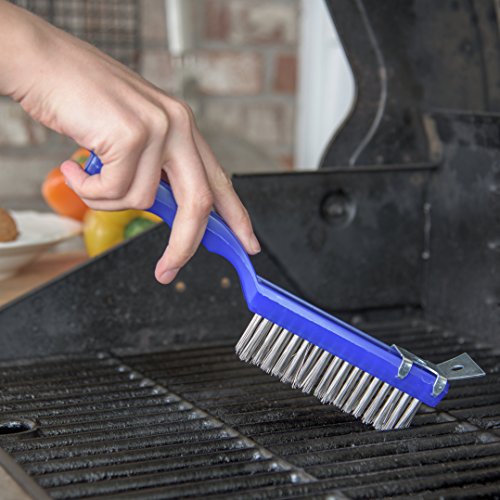 Image of SPARTA 4067200 Flo-Pac Plastic Kitchen Brush, Grill Cleaning Brush, Griddle Brush With Scraper For Kitchen, Restaurant, Home , 11.375 Inches, Blue, (Pack of 12)