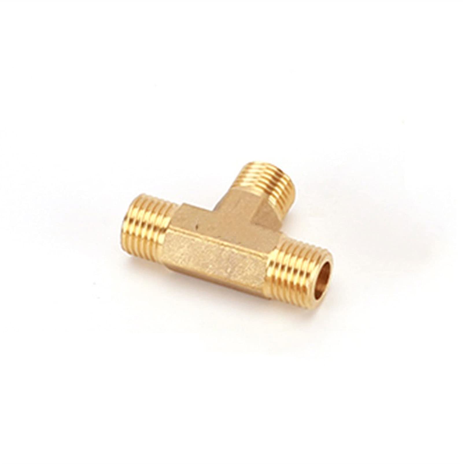 Qinlu-Brass Connector Hose Fitting Brass Pipe Fitting Male/Female Thread 1/4'' BSP Tee Type Elbow Nipple Copper Fittings Water Oil Gas Adapter, corrosion resistance ( Color : Tee M M M , Size : 1/4