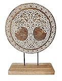 VANIYA CRAFTS® Wooden Carved Handmade Tree of Life Engraved Table Decor Table Sculpture Home Decor Statue for Living Room, Bedroom, Office Desktop, Cabinets, Shelf Decor (Natural White)