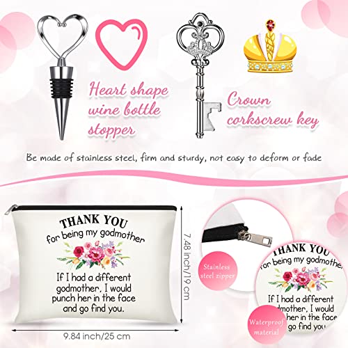 Novel Godmother Gift Set, Thanks For Being My Godmother Spa Tumbler Relaxation Basket Including 20 Oz Insulated Vacuum Mug Tumbler With Lid Straw Brush Godmother Keychain Makeup Bag (Heart) #TOP3