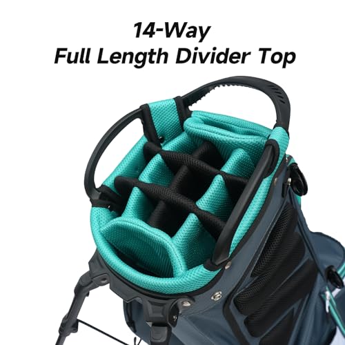 Pro Golf Stand Bag, 14 Way Top with Full Length Dividers, Lightweight Carry Bag with Dual Straps, Ergonomic Back Support, 10 Pockets with Cooler & Waterproof Pocket, for Men and Women - Image 3