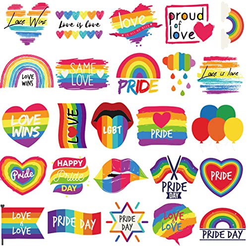 Ooopsiun 80 Pcs Rainbow Temporary Tattoos -10 Sheets Pride Tattoos Flower/Heart/Rainbow Tattoos For Pride Festivals #TOP29