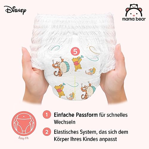 Amazon-Marke: Mama Bear Disney Windelhöschen Größe 5 (12-17 kg) - MONATSBOX, Weiß, 140 Stück (2 Packungen mit 70)