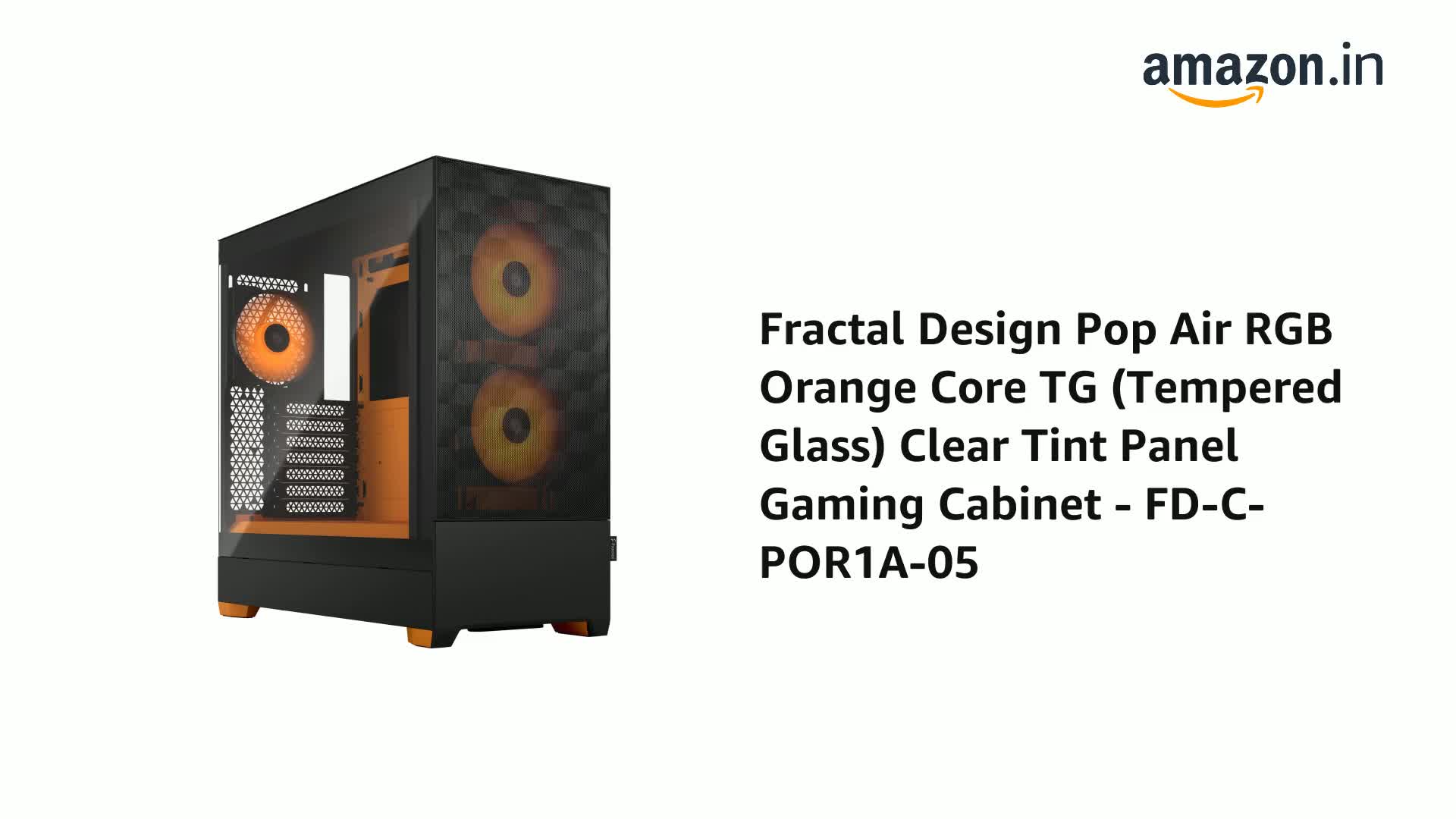pcケース　Fractal Design pop air RGB orange Fractal Design Pop Air RGB Orange Core Tempered Glass Clear