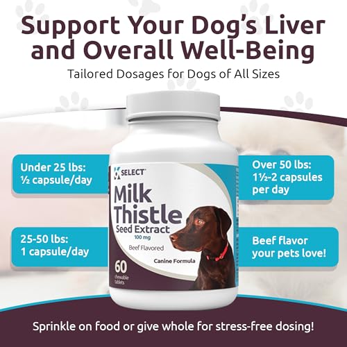 K9 Select Milk Thistle for Dogs, 100mg - 60 Beef Flavored Tablets - Canine Liver Health Natural Milk Thistle Supplement - Liver Supplement - Liver Support Supplement - Milk Thistle Herbal Supplements - Image 3