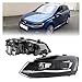 MOIKEN Headlights Compatible for VW Polo GTI 2010-2018 DRL Day Running Light Head Lamp LED Bi Xenon Bulb Fog Lights Tuning Polo TSI Car Accessory (Color : A, Size : Full LED_A Pair)