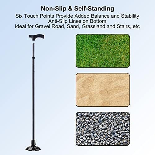 supregear Cane Tip with 6 Prong, Non-Slip 6 Support Rubber Cane Tip Self Standing Replacement Cane Tip for 19 mm Diameter Standard Walking Cane Folding Cane Cane Accessory, Black